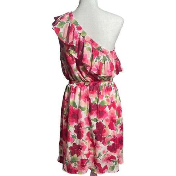 ANDREE BY UNIT One Shoulder Floral Dress, Ruffled Top, Knee length, NWT, Size M - Picture 7 of 7